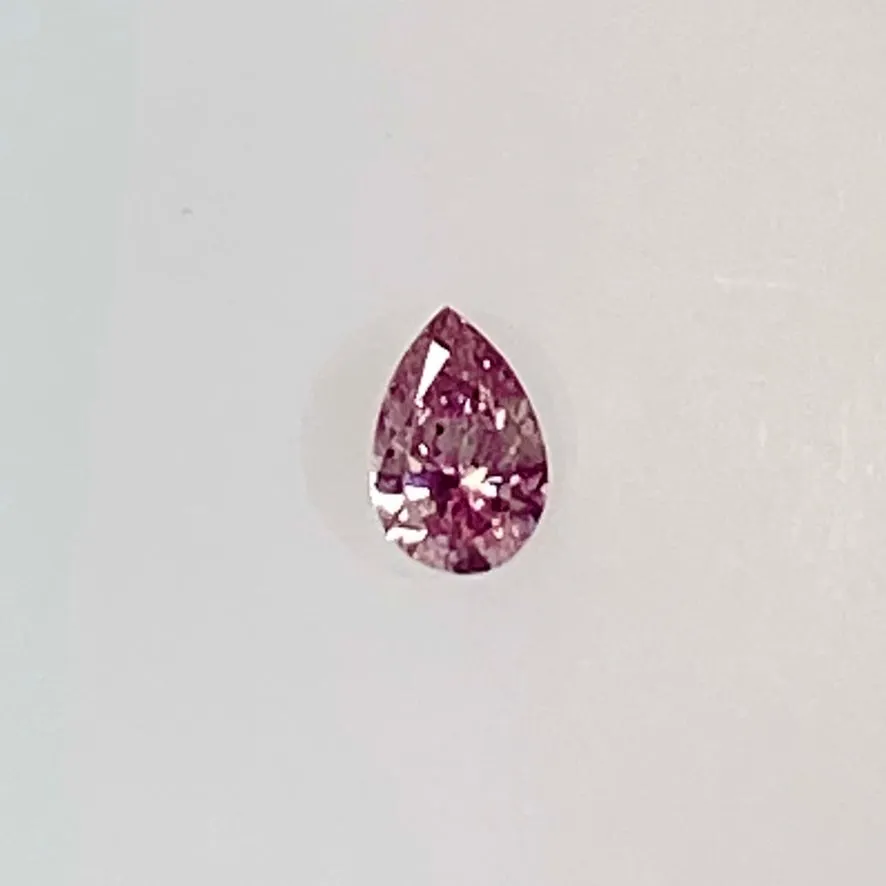 0.15 CARAT PEAR SHAPE NATURAL FANCY INTENSE PURPLISH PINK EVEN LOOSE PINK ARGYLE DIAMOND GIA CERTIFIED 0.15 CT FIPP BY MIKE NEKTA NYC