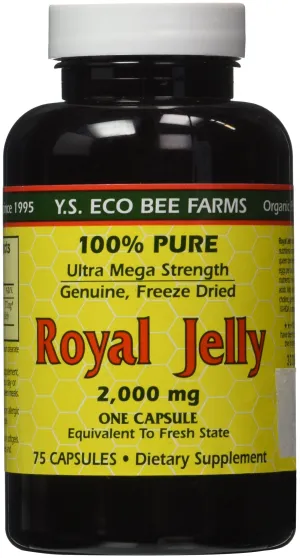 100% Pure Freeze Dried Fresh Royal Jelly - 2000 mg YS Eco Bee Farms 75 Caps