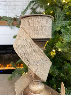 2.5" Natural Burlap Ribbon Bolt