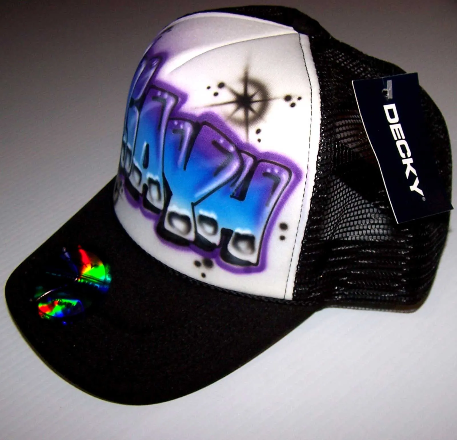 Airbrushed Graffiti Style Personalized Trucker Snap Back Hat