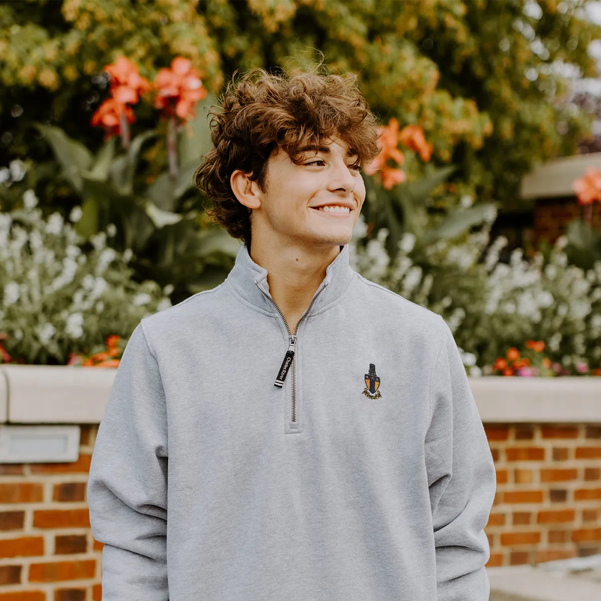 ATO Embroidered Crest Gray Quarter Zip