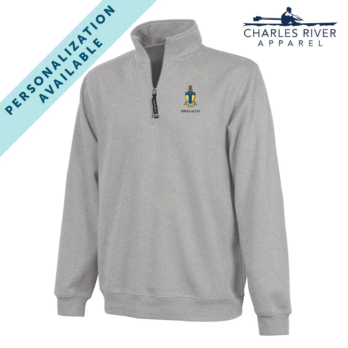 ATO Embroidered Crest Gray Quarter Zip