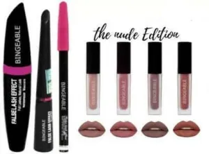 Bingeable 3in1 Beauty Eyeliner, Mascara, Eyebrow Pencil & Nude Edition Long Lasting Lipstick