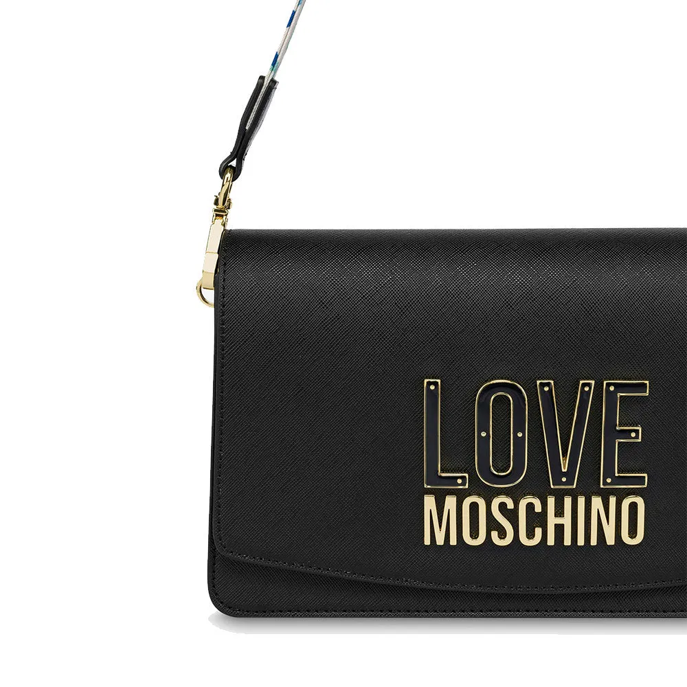 Borsa Donna a Spalla con Tracolla LOVE MOSCHINO linea Smart Daily Jelly Logo Nero