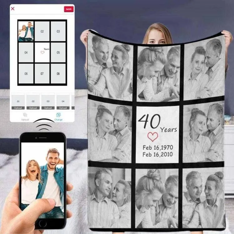 Custom Couple Blanket with Photo Wedding Anniversary Valentine's Day Presents