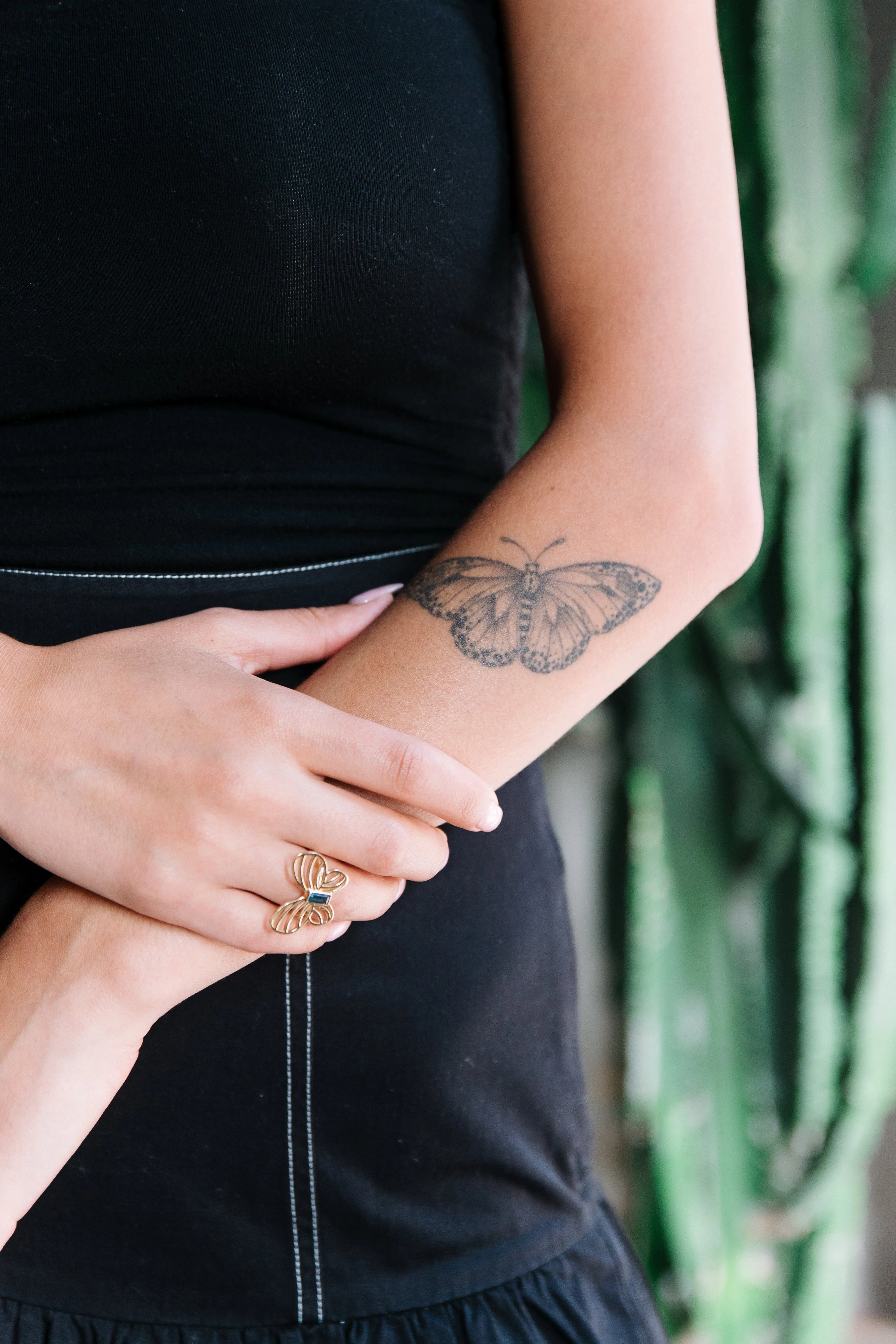 Customizable Gold Butterfly Ring