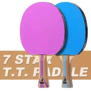 DHS 7 Star Colored Table Tennis Bat – 7 Ply Carbon Blade & Hurricane 9 & 3 Rubbers