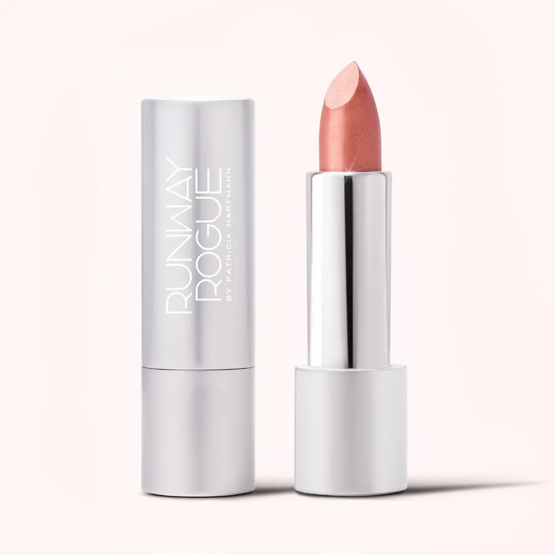 Glamour Crème | A Frosted Blushing Peach Lipstick With Gold and Rose Shimmer