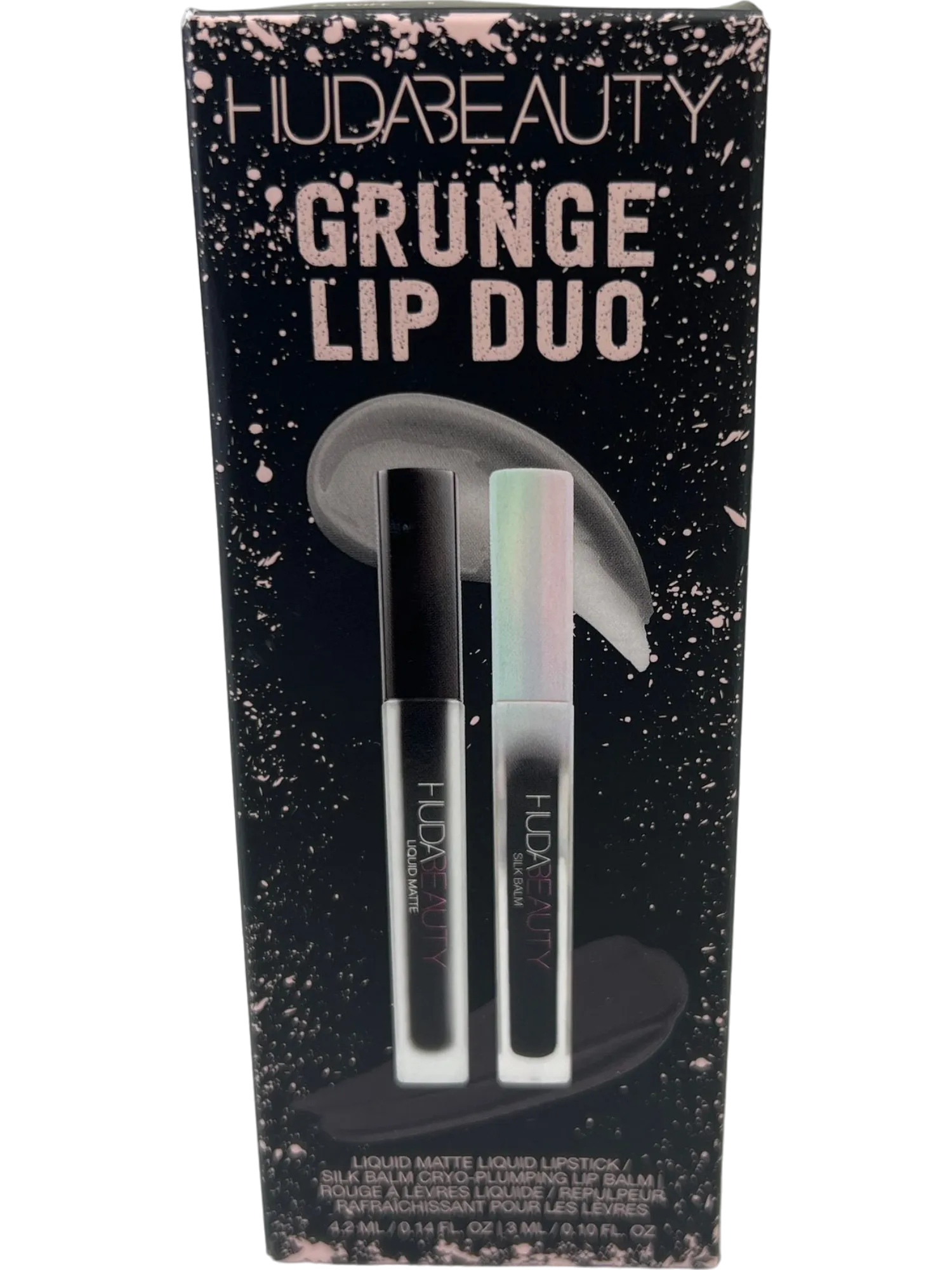 Huda Beauty Grunge Lip Duo Liquid Matte Lipstick and Silk Balm Cryo-Plumping Lip Balm