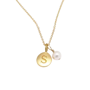 Initial & Pearl Charm Necklace