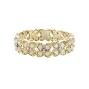 Ivory Crystal Clover Stretch Bracelet