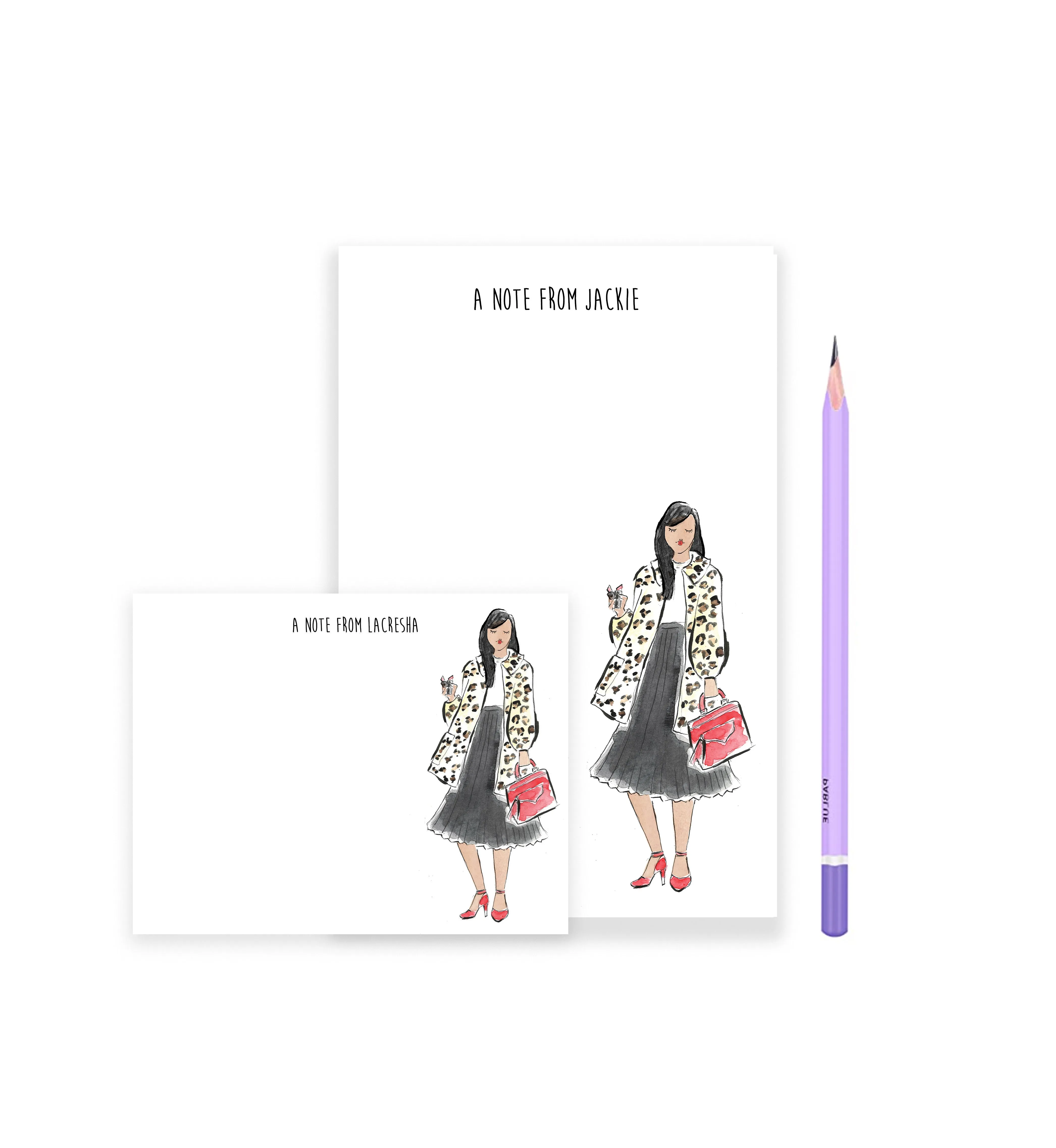 Leopard Coat   Lipstick Personalized Stationery Desk Set