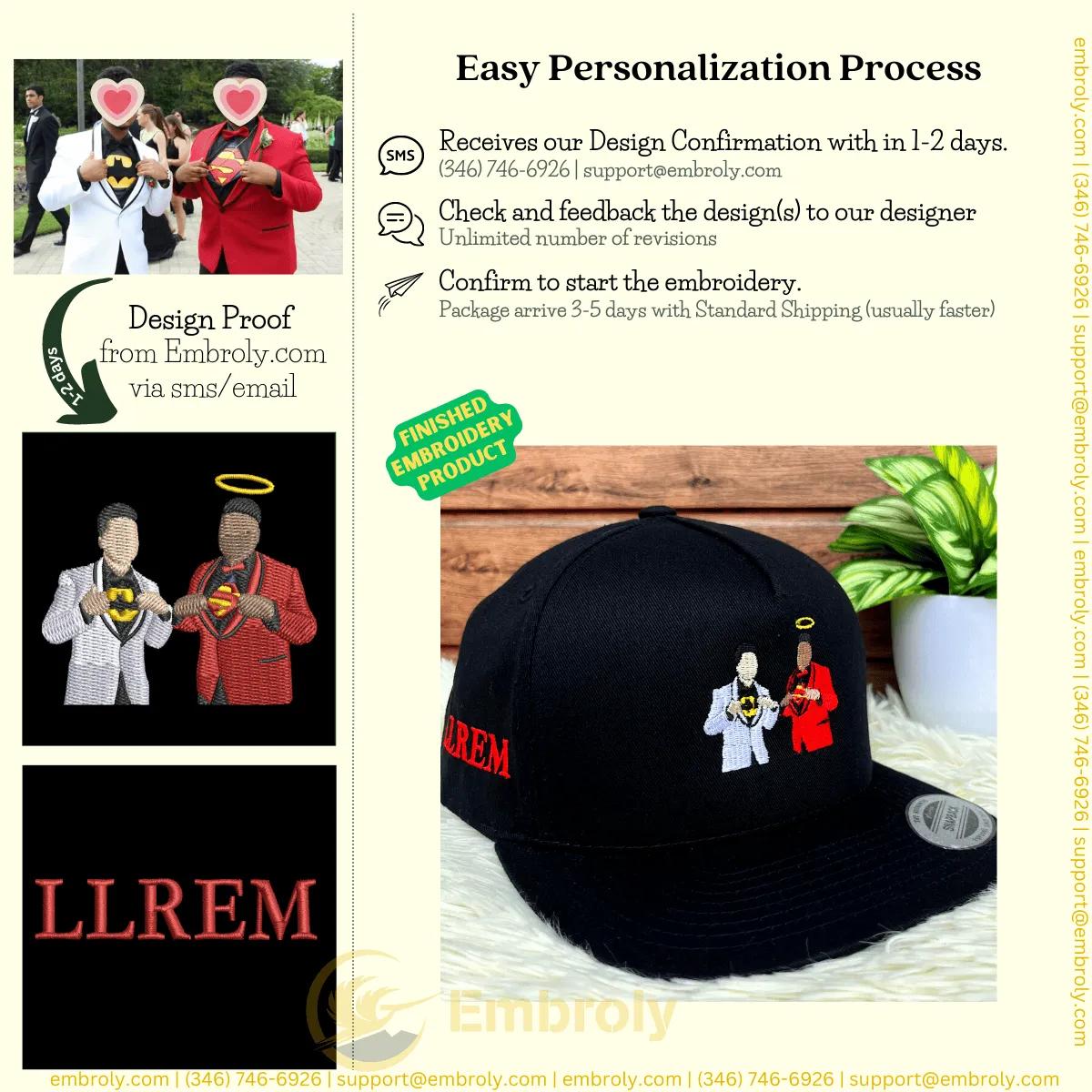 Personalized Photo Snapback Cap with Embroidered Photo - Unique Gift Idea