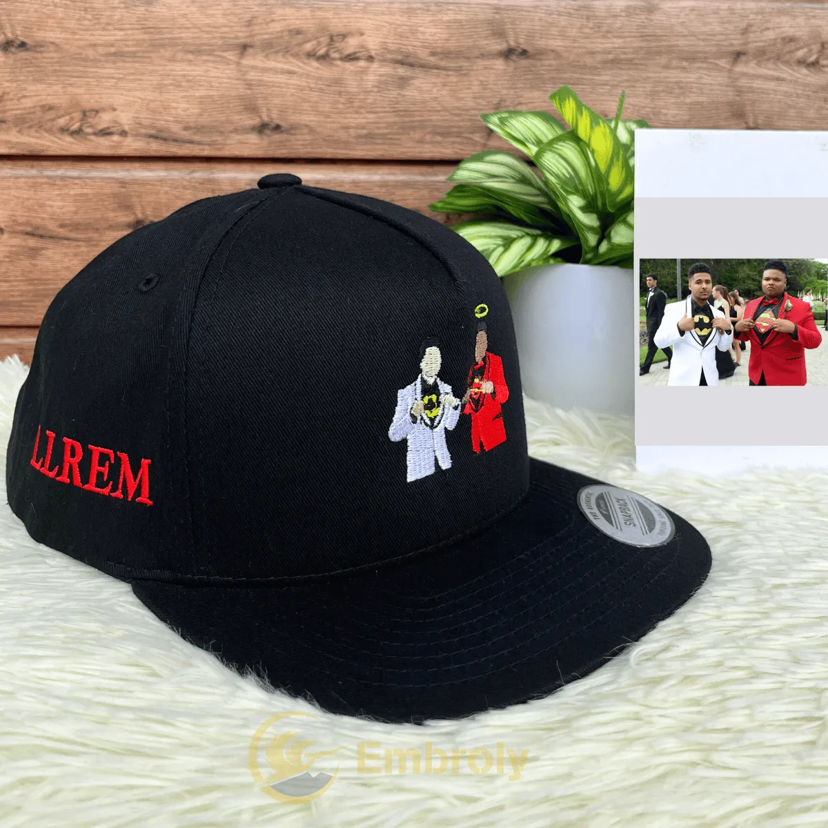 Personalized Photo Snapback Cap with Embroidered Photo - Unique Gift Idea