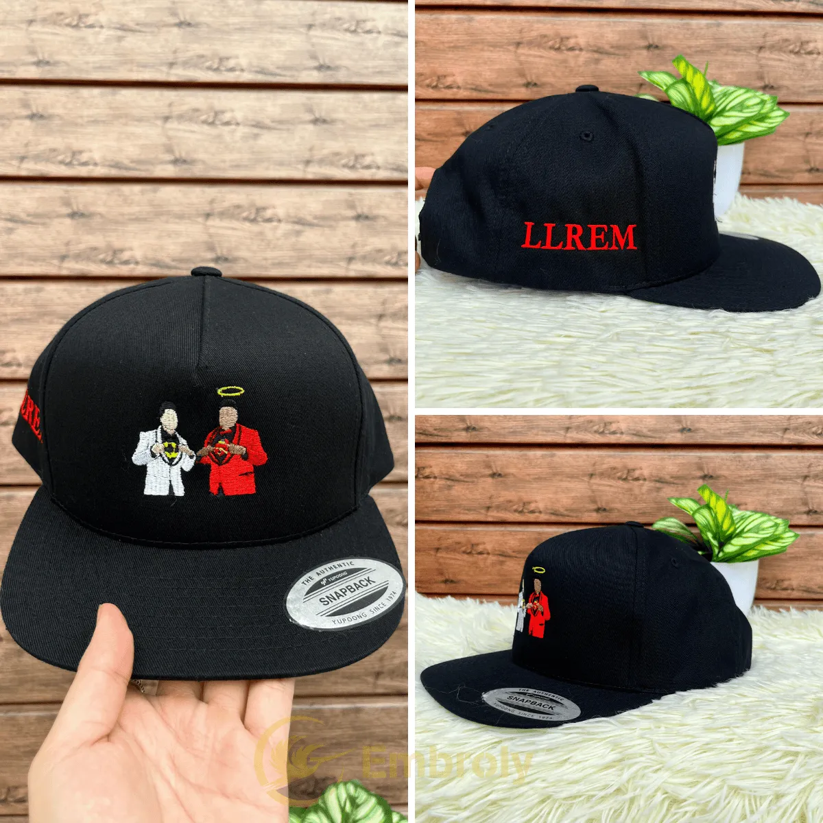 Personalized Photo Snapback Cap with Embroidered Photo - Unique Gift Idea