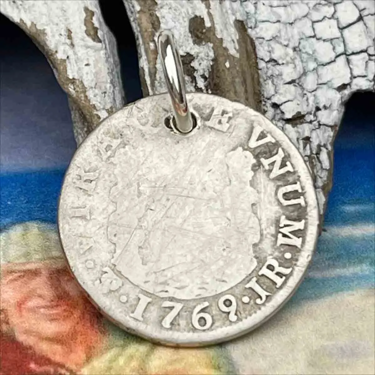 Pirate Chic Silver 1 Reale Spanish Pillar Dollar Dated 1769 - the Legendary "Piece of Eight" Pendant | Artifact #8849