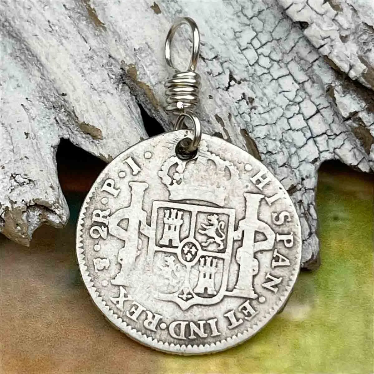 Pirate Chic Silver 2 Reale Spanish Portrait Dollar Dated 1806 - the Legendary "Piece of Eight" Pendant | Artifact #8871