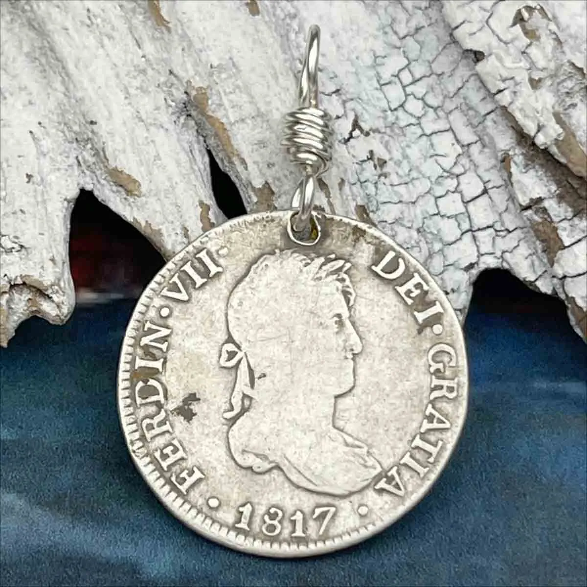 Pirate Chic Silver 2 Reale Spanish Portrait Dollar Dated 1817 - the Legendary "Piece of Eight" Pendant | Artifact #8875