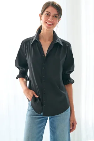 Sirena Shirt Black Silky Poplin