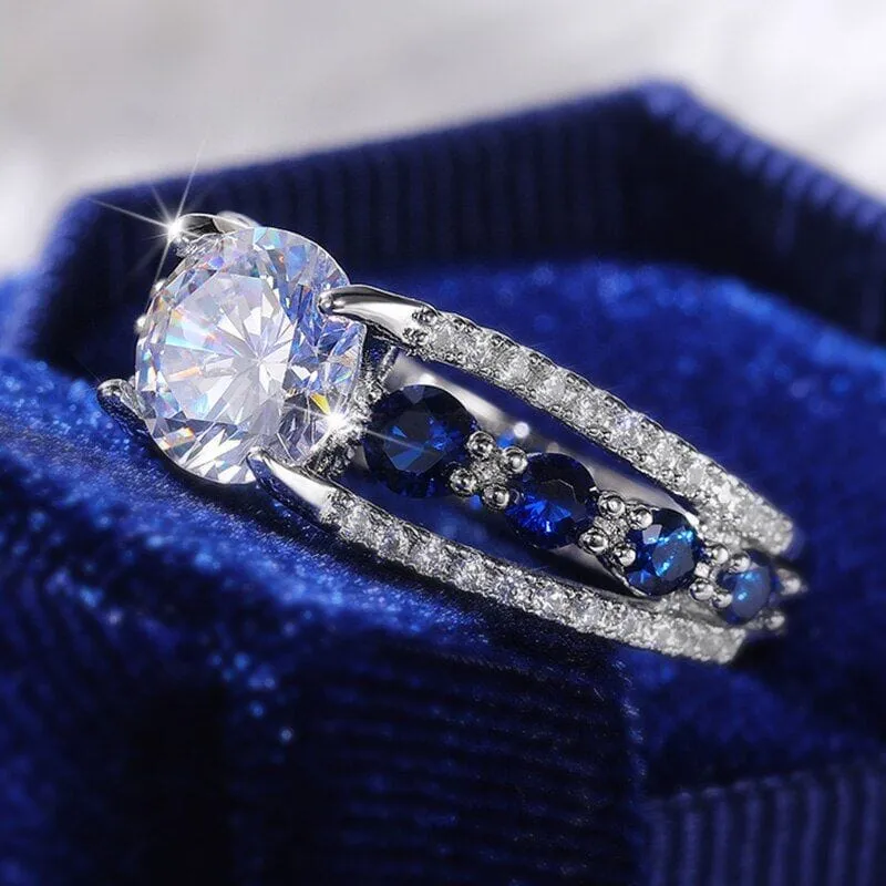 Special Novel Designed CZ  Sapphire Ring