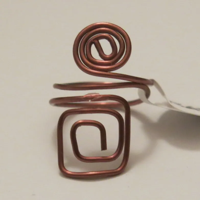 Spiral/Square Adjustable Wire Ring (click for colors)