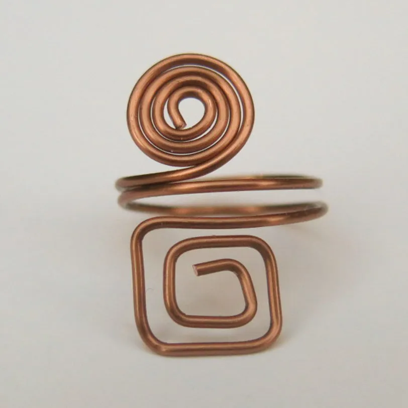 Spiral/Square Adjustable Wire Ring (click for colors)