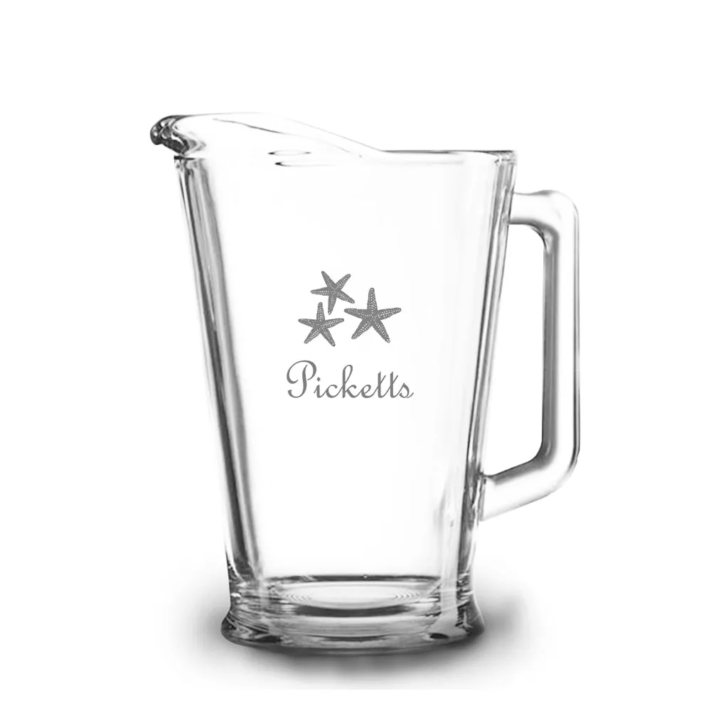 Starfish 60 oz Etched Glass Pitcher