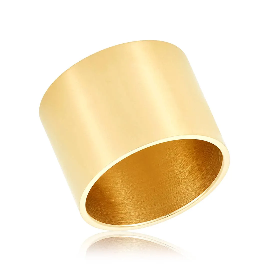 Tall Gold Cigar Band Ring